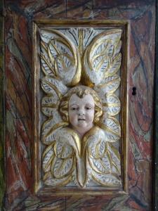 Italian Baroque Panel Door Relief Carving Head of a Cherub Putto